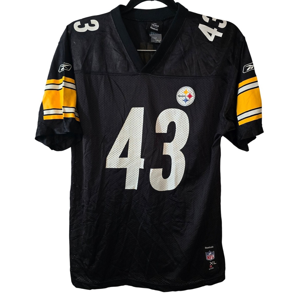 Reebok Pittsburgh Steelers Troy Polamalu #43 NFL Jersey‎ Mens XL Black Mesh